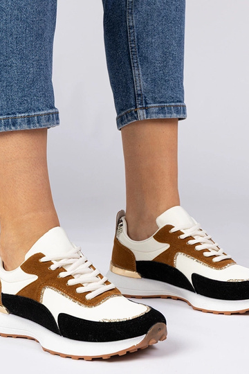 Baskets blanches et noires pour femmes avec paillettes Elizar