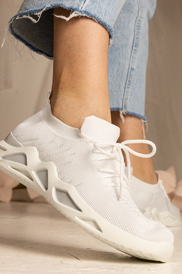 Baskets blanches pour femmes avec tige en chaussette Miyana 2