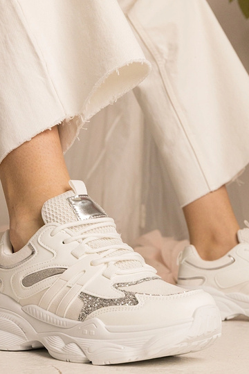 Baskets blanches sportives pour femmes avec paillettes Maleda 2