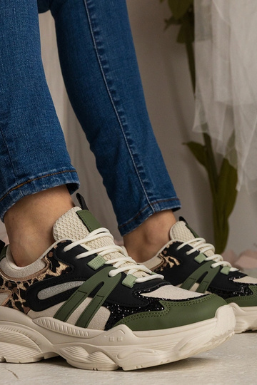 Baskets vertes sportives pour femmes avec paillettes Maleda 2