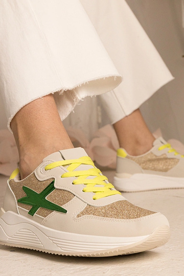Baskets beiges sportives pour femmes avec paillettes Kaletti 2
