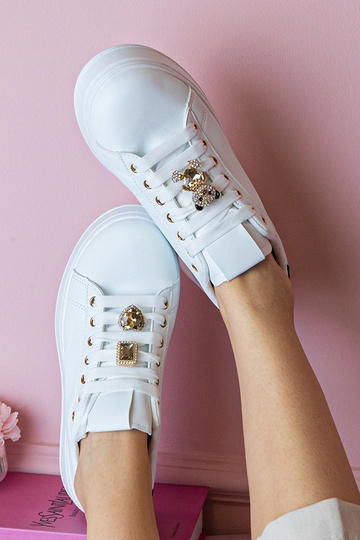 Baskets blanches et noires pour femmes ornées de pierres Sarena 2