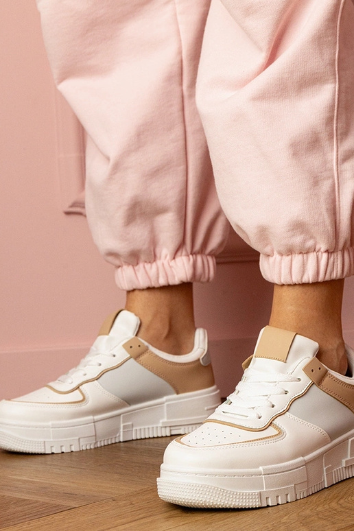 Baskets blanches et sable pour femmes...