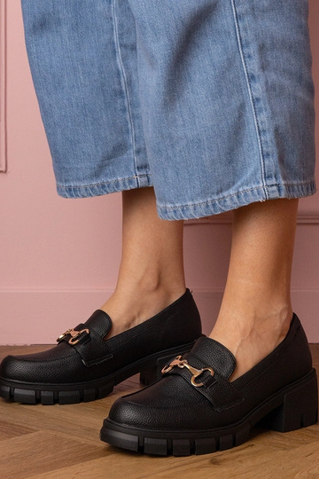 Marela demi-bottes noires à petit talon avec détails dorés