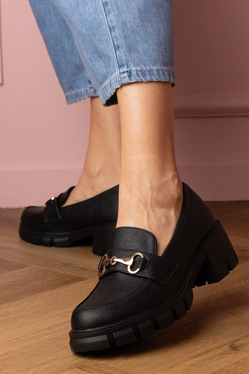 Marela demi-bottes noires à petit talon avec détails dorés 2
