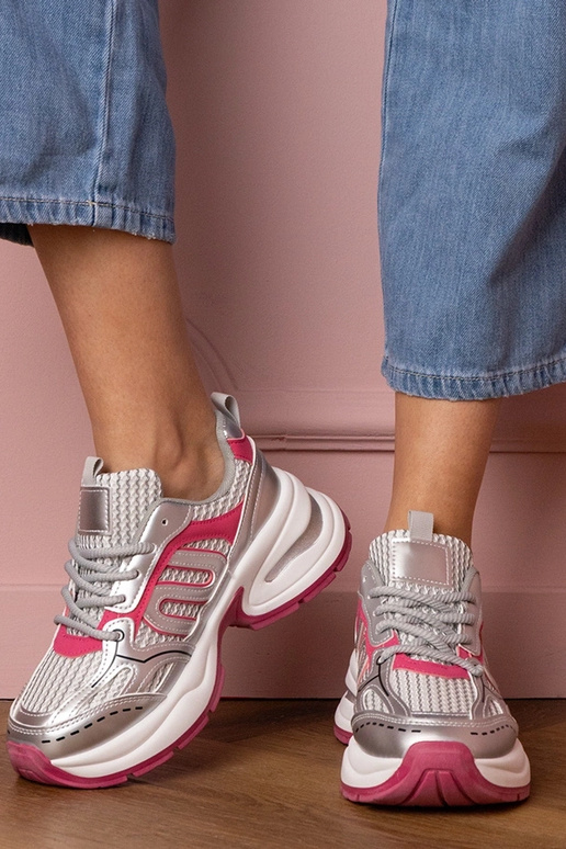 Baskets argentées-roses pour femmes... Baskets argentées-roses pour femmes...