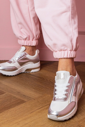 Baskets de sport pour femmes blanches avec cristaux et décoration brillante Garsi