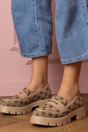 Mocassins pour femmes bruns avec décoration brodée Renos