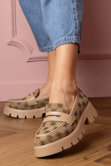 Mocassins pour femmes bruns avec décoration brodée Renos 2