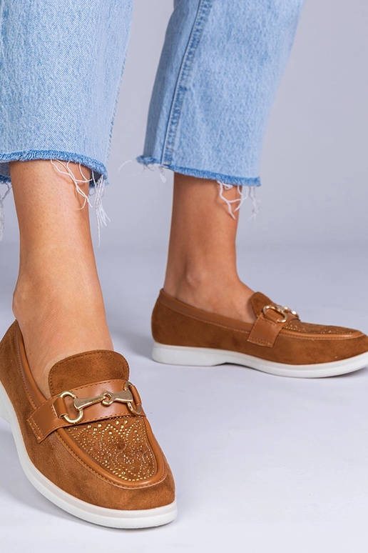 Mocassins bruns en simili cuir avec...