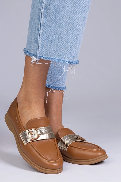 Mocassins marron en éco-cuir avec...