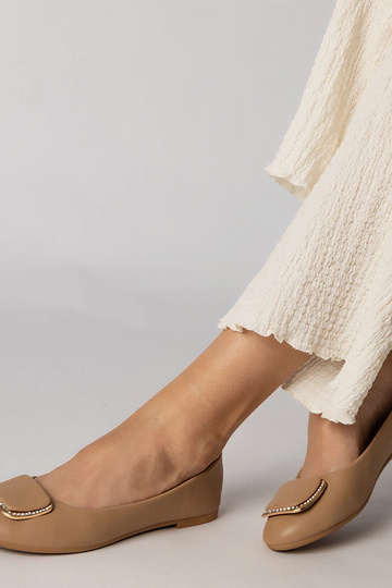 Ballerines brunes pour femmes avec des pierres en zircon, « Bejla » 2