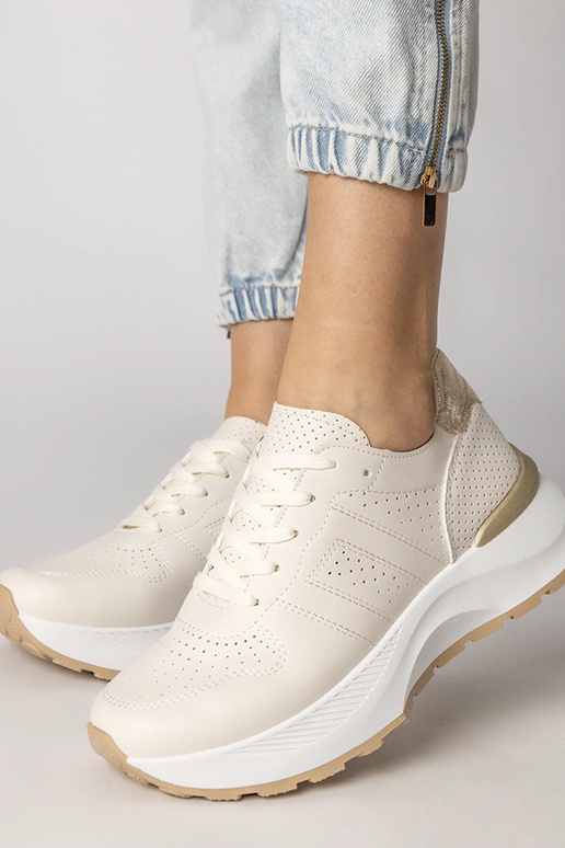 Baskets de sport couleur sable avec...