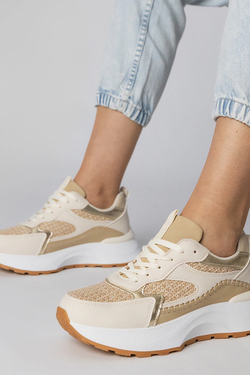Baskets de sport couleur sable avec insert en tressé, « Berlisa »
