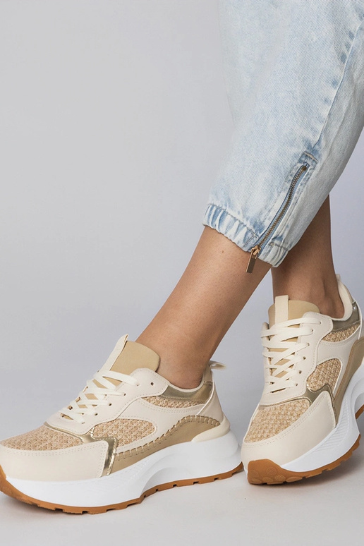 Baskets de sport couleur sable avec...