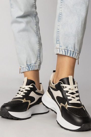 Baskets de sport noires avec insert en tressé, « Berlisa » 2