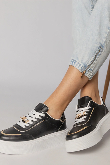 Baskets de sport noires avec paillettes et pierres de zircon, « Felura » 2