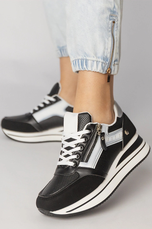 Baskets de sport noires avec zip, «...