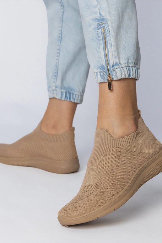 Baskets de sport couleur sable avec...