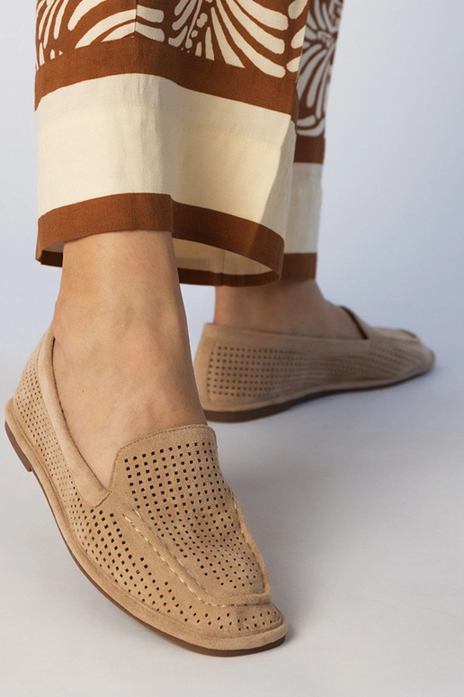 Mocassins ajourés couleur sable en...