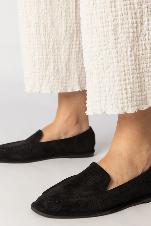 Mocassins ajourés noirs en eco-suède,...