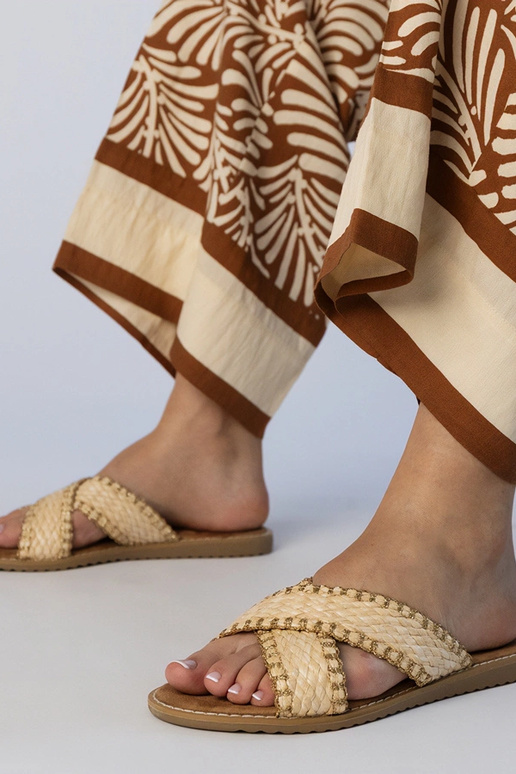 Chaussons tressés sable pour femmes,...