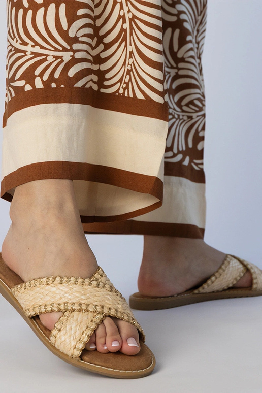 Chaussons tressés sable pour femmes,...