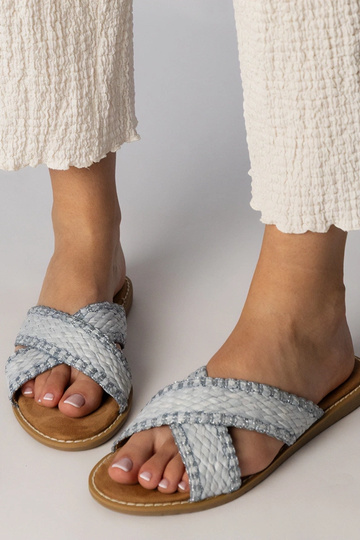 Chaussons tressés bleus pour femmes, « Ellinara »