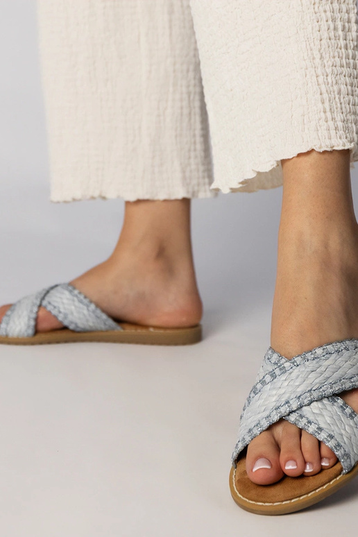 Chaussons tressés bleus pour femmes,...