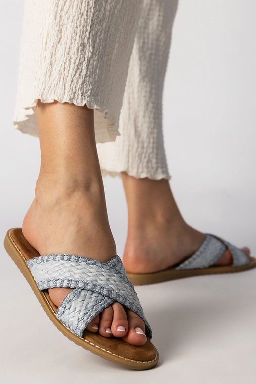 Chaussons tressés bleus pour femmes,...