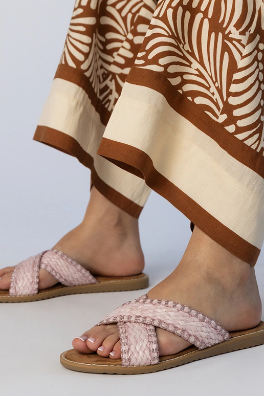 Chaussons tressés roses pour femmes,...