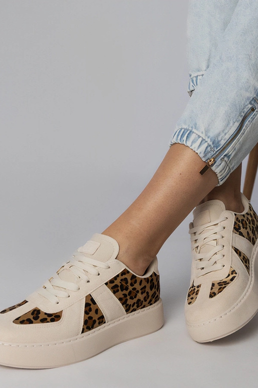 Baskets de sport sable à motif...