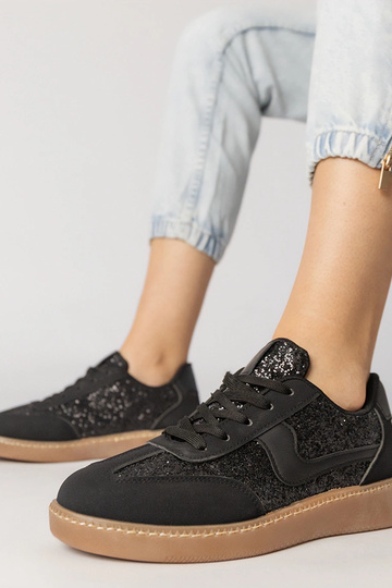Baskets de sport noires pour femmes avec paillettes, « Likana »
