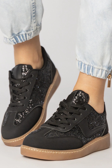 Baskets de sport noires pour femmes avec paillettes, « Likana » 2