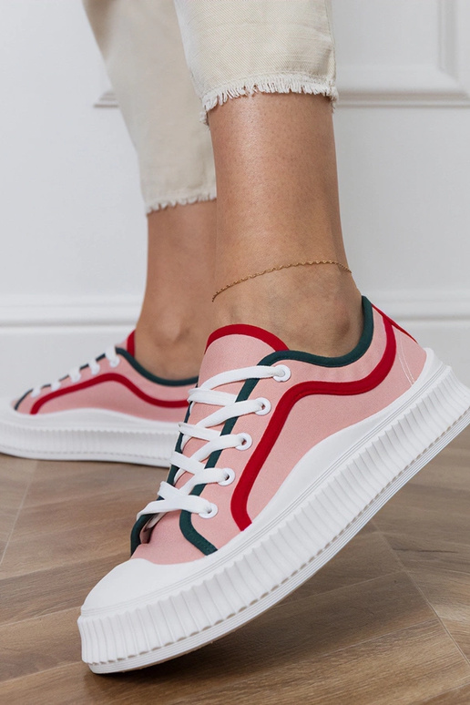 Baskets roses à plateforme pour...