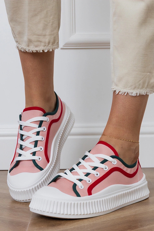 Baskets roses à plateforme pour...