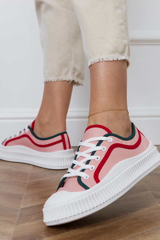 Baskets roses à plateforme pour...