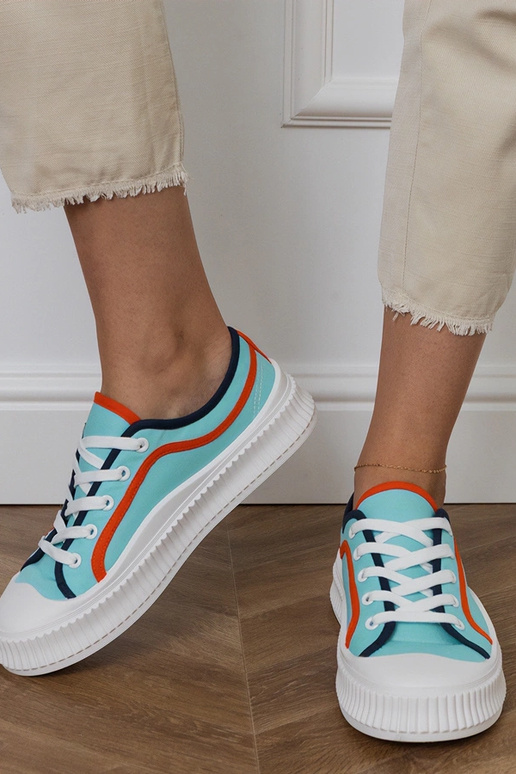 Baskets bleues à plateforme pour...