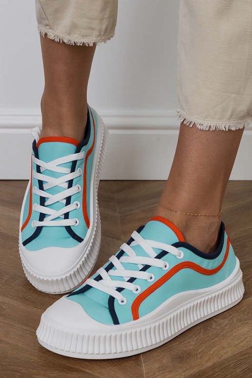 Baskets bleues à plateforme pour...