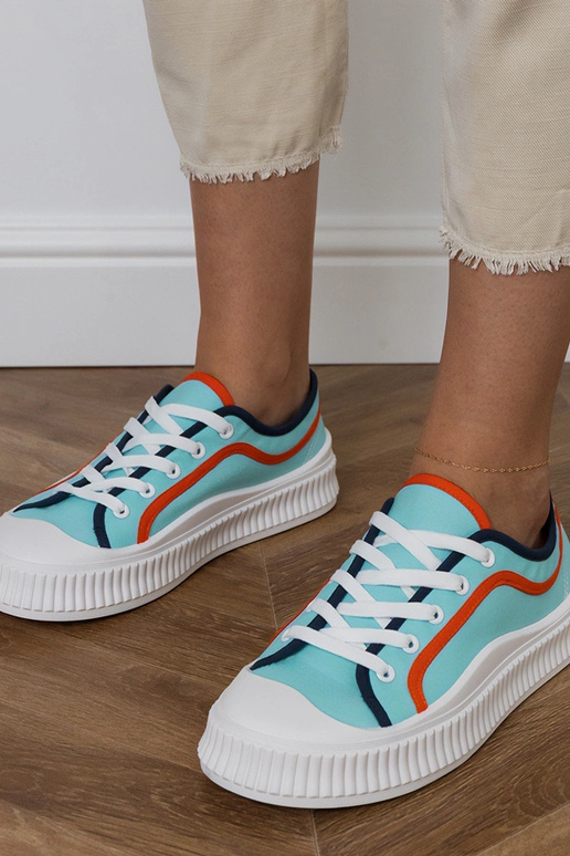 Baskets bleues à plateforme pour...