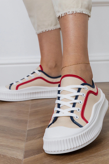 Baskets beiges à plateforme pour femmes, « Salis »
