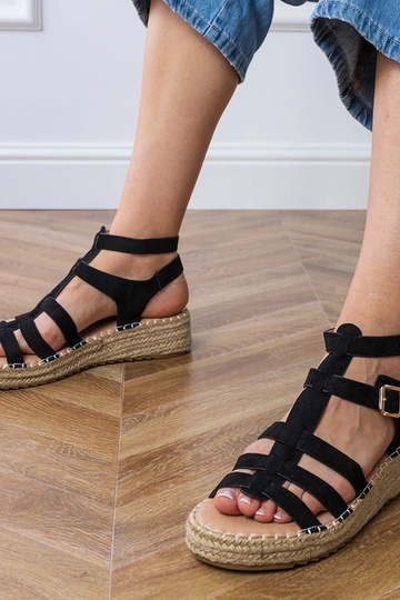 Sandales noires espadrilles à faible plateforme, « Amur »