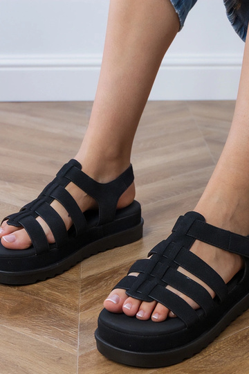 Sandales gladiateurs noires à plateforme, « Hartos »