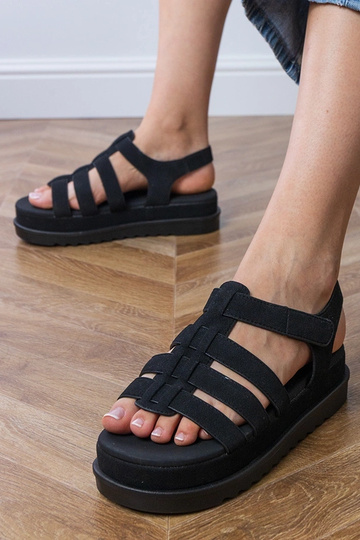 Sandales gladiateurs noires à plateforme, « Hartos » 2
