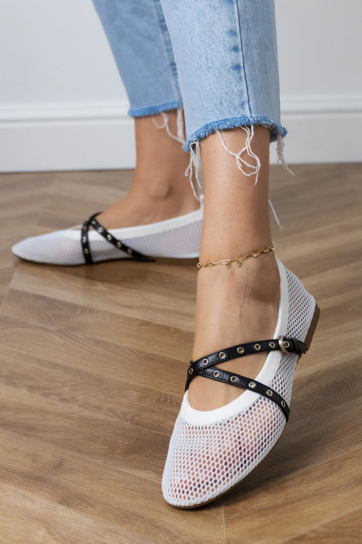 Ballerines blanches en filet avec...