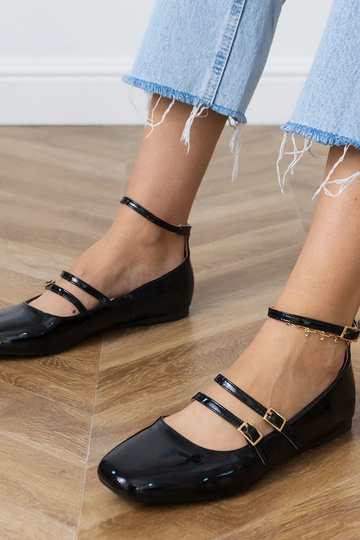 Ballerines vernies noires avec boucles Valos
