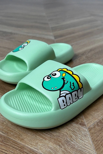 Claquettes vertes pour enfants avec imprimés Milos