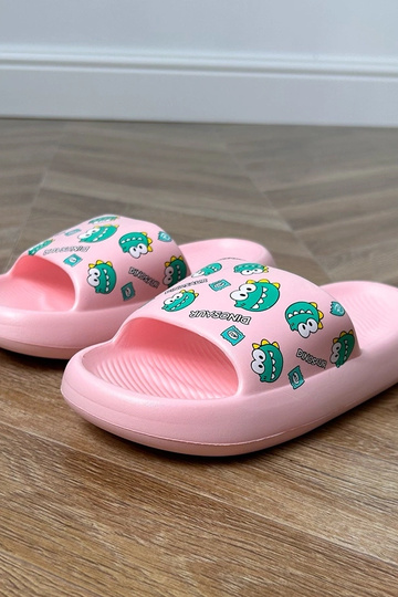 Claquettes roses pour enfants avec imprimés Dinos 2