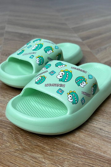 Claquettes vertes pour enfants avec imprimés Dinos
