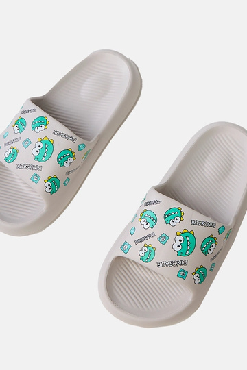Pantoufles grises pour enfants avec motifs de dinosaures Dinos